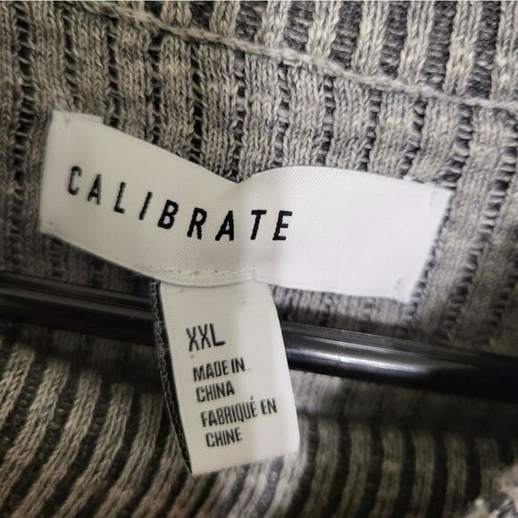 Calibrate Gray Knit Ribbed Mens Cowl Neck 100% Cotton Sweater, Size XXL - Picture 8 of 8